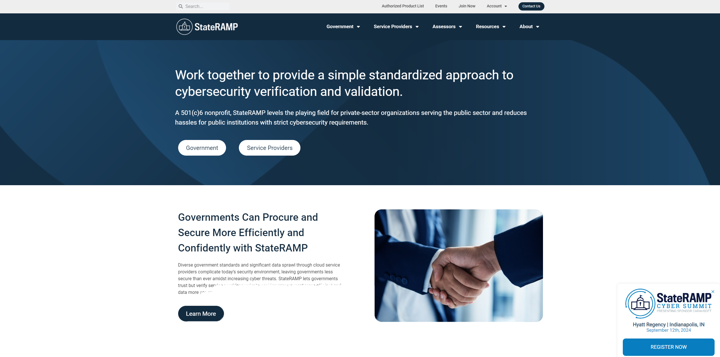Updated GovRAMP homepage